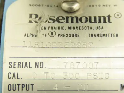 Rosemount 1151GP7E22B2 SMART Gauge Pressure Transmitter 0-300psig 45VDC