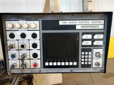 10' x 1/4" CINCINNATI MODEL #2500 CNC HYDRAULIC POWER SHEAR WITH FRONT & BACK GAUGING: STOCK #12587
