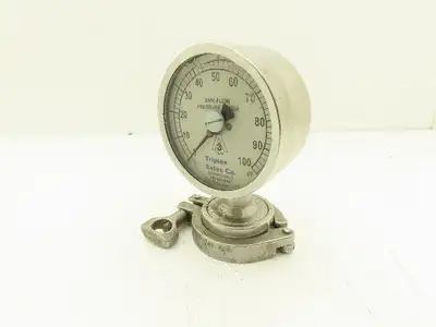 Chicago Stainless 3S-D-2U-GF-BT-SS Sani-Flow Pressure Gauge 0-100psi 2-1/4"