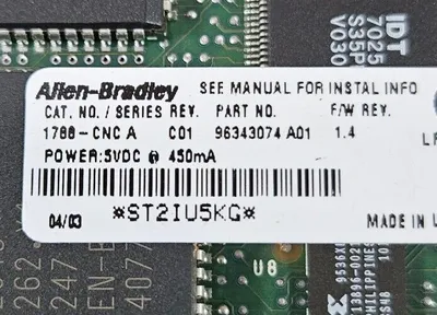 Allen-Bradley 1780-CNC Ser C Controlnet Daughter Card. 3C-20