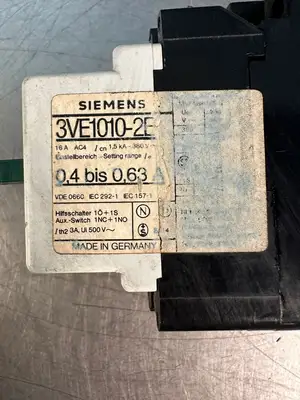 Siemens Motor Circuit Breaker 3VE1010-2B 0.4 bis 0.63 A (6.3.2)