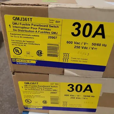 New | in-Stock SQUARE D SQUARE D QMJ361T SWITCH FUSIBLE 600V 30A 3P TWIN *NEW IN SEALED BOX* Switch Parts | ND Industrial Surplus #1219316
