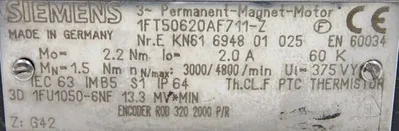 USED SIEMENS 1FT50620AF711-Z SERVO MOTOR 1FT50620AF711Z
