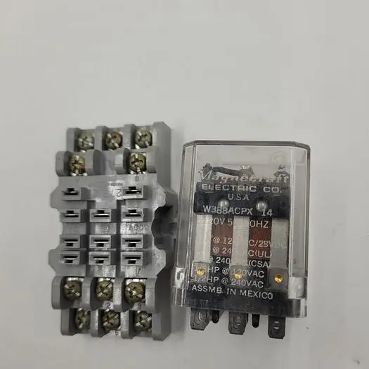 Used MAGNECRAFT MAGNECRAFT RELAY W388ACPX-14 120VAC 50/60 HZ C3 WITH RELAY BASE TYCO 27E121 Relays & Switches | ND Industrial Surplus #1221531