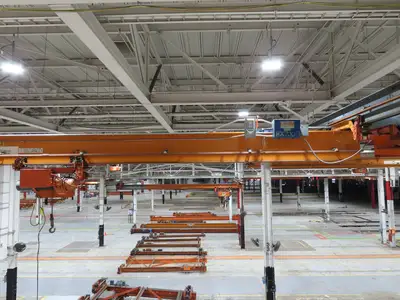 Cleveland Tramrail P&H 2 Ton Single Girder Underhung Bridge Crane 45' 10" Span