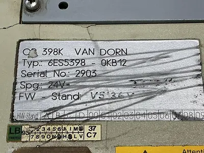 USED VAN DORN 6ES5398-0KB12