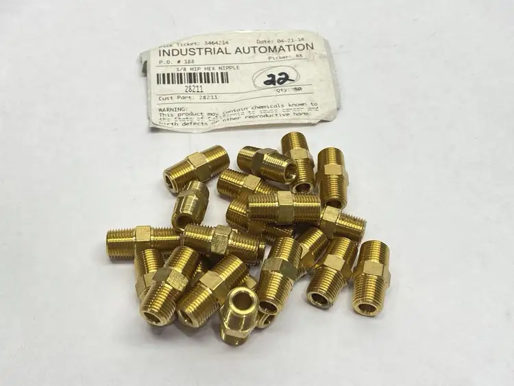 New | in-Stock Midland Industries Hex Nipple 1/8" Male NPTF x 1/8" Male NPTF LOT OF 22 Parts (Hydraulics and Pneumatics) Michigan US | Maverick Industrial Sales #1391087
