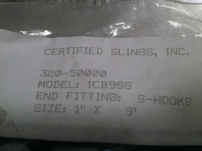 NEW Certified Slings 1CB9SS