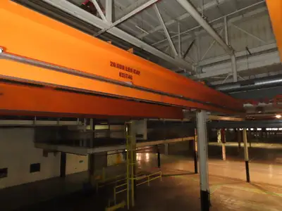 Cleveland Tramrail P&H 10 Ton Double Girder Underhung Bridge Crane 45' Span