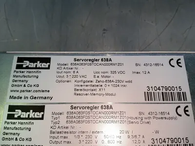 Used PARKER 638A063F0STOCAN000RM1Z01 Servo Drives Ohio US | HGR 24 #1572238