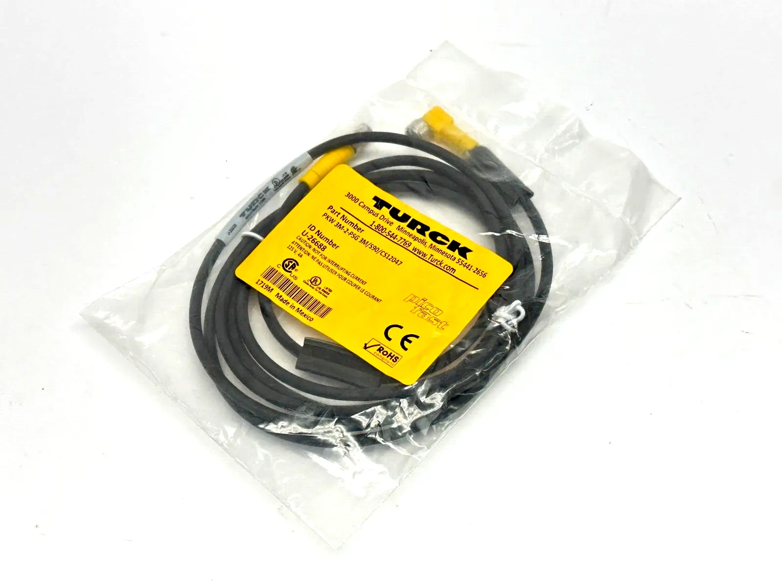 PKW 3M-2-PSG 3M/S90/CS12047 | Turck  Picofast Cordset 2m U-26688 - New