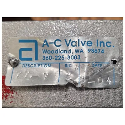 Used 8" A-C Valve Stainless Steel Knife Gate Size 8