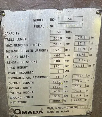 AMADA RG-50 Press Brake | Machinery For Sale (8)