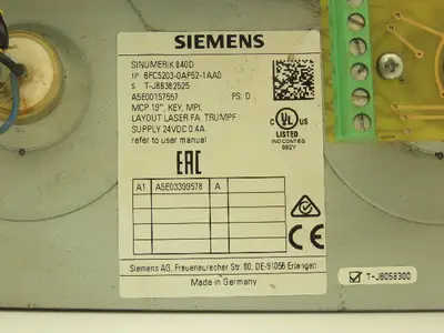 Siemens A5E00157557 Sinumerik 840D HMI Operator Control Panel 6FC5203-0AF52-1AA0