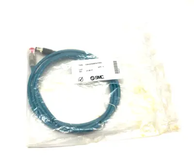 USED SMC SERIAL COMMUNICATION CABLE M12 4-PIN MALE TO RJ45 2M