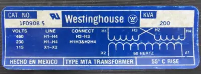 NEW WESTINGHOUSE 1F-0908 CONTROL TRANSFOMER 1F0908
