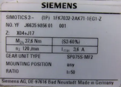 NEW SIEMENS 1FK7032-2AK71-1EG1-Z COMPACT SYNCHRONOUS MOTOR 1FK70322AK711EG1Z