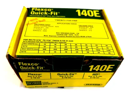 NEW TWENTY FIVE PAK FLEXCO QUICK-FIT 140E STEEL BELT FASTENERS W/PILOTED BOLT