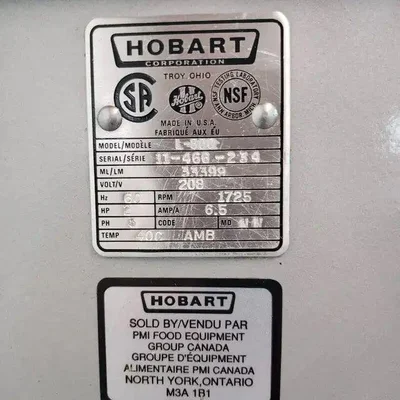 Hobart Mixer Mélangeur Modèle L-800 80 Lit. # 9125