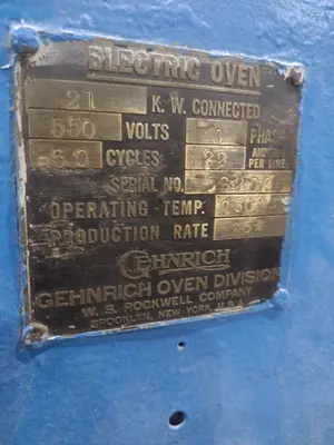 480 DEGREE X 30" X 30" X 60" GEHNRICH ELECTRIC OVEN: STOCK #21069
