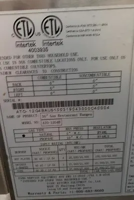 Unused Cook Rite 4 burner gas/propane 12" Griddle and oven - SPECIAL CLEARANCE