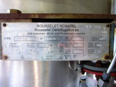 (6) Robatel BXP 800 centrifugal extractors, 316L SS.