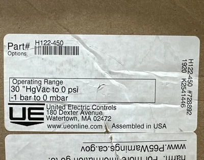 NEW UNITED ELECTRIC H122-450