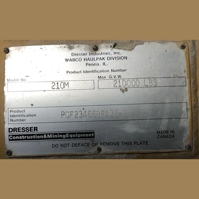 Wabco Dresser Haulpak Rock Truck