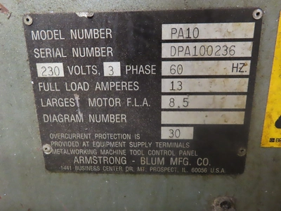 Used ARMSTRONG BLUM PHOENIX  PA10 Horizontal Band Saws Minnesota US | Machinesused.com #1743686