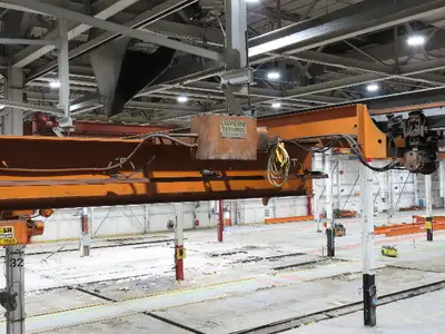 Cleveland Tramrail P&H 3 Ton Underhung Bridge Crane 45' 10" Span w/Remote