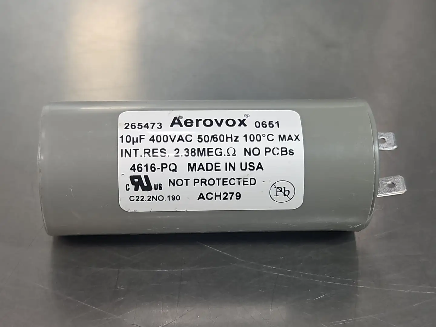 Aerovox 4616-PQ 10uF 400V 100'C Dry Film Capacitor Loc4C23