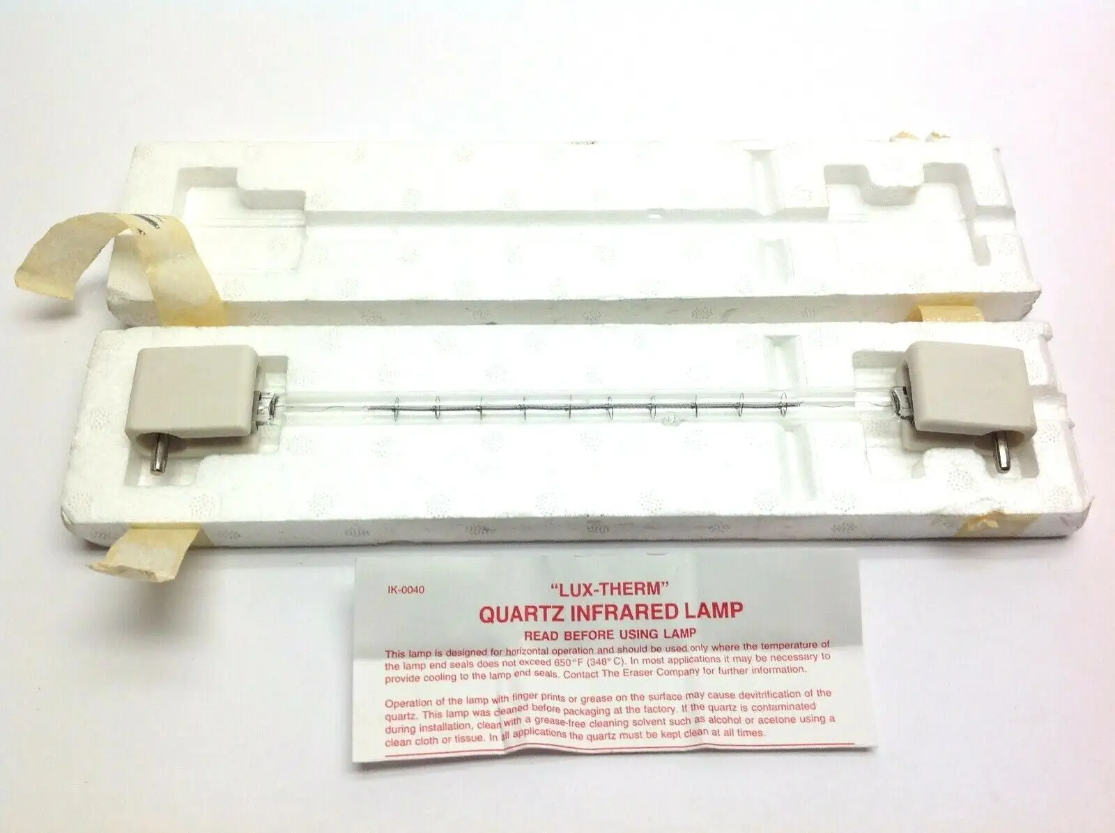 USED ERASER LUX-THERM QUARTZ INFRARED LAMP