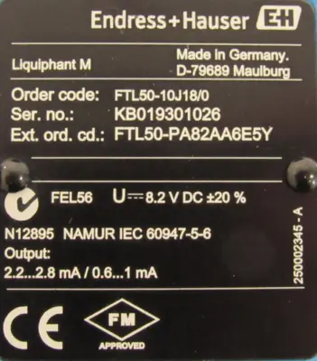 NEW ENDRESS HAUSER FTL50-PA82AA6E5Y LEVEL SWITCH FTL50PA82AA6E5Y