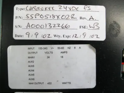 Cherokee International Fisher-Rosemount 24V 55P0518X02R System Power Supply E20