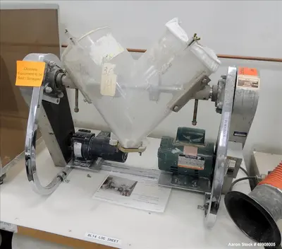 Used Patterson-Kelley 8 Qt Twin Shell Dry V-Blender – 0.26 Cu. Ft., Intensifier Bar
