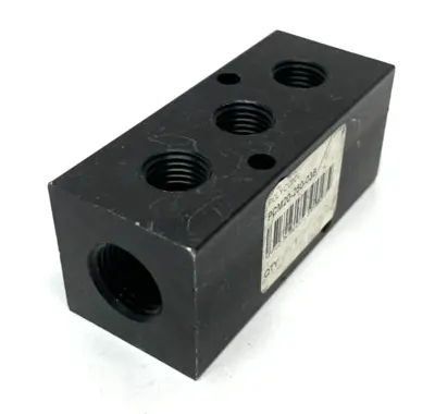 USED POLYCONN PNEUMATIC MANIFOLD 3-PORT 1/4” NPT OUT 3/8” NPT IN