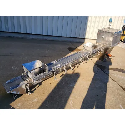 Used Sanitary Food Grade Stainless Steel Screw Conveyor Auger Feeder 131" long