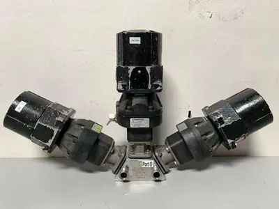 USED 3 ITT PURE-FLO SHEROTEC STAINLESS STEEL VALVES W/ POSITION MONITOR 3/4" SANITARY