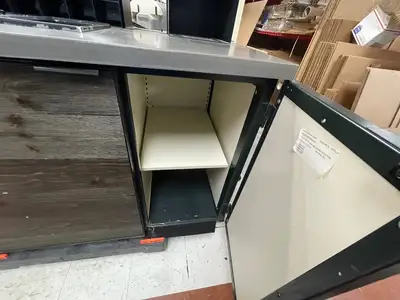 Used Falcon Restaurant Supply Used 3 Door Condiment Drink Station Cabinet Wooden Laminate - SB Underbar Equipment Illinois US | Falcon Restaurant Supply #1376304