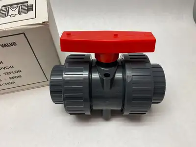 DN50 | 2" Double Union Ball Valve PVC-U, Teflon Seat, EPDM Seals - New Other