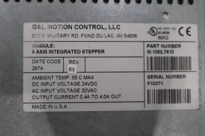 G & L MOTION CONTROL M.1302.7612 5-Axis Integrated Stepper 32Vac STOCK 6020