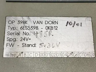 USED VAN DORN 6ES5398-0KB12