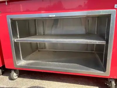 Used ColorPoint Used 50" Colorpoint Stainless Steel Work Table with Storage Shelves - SS57 Food Prep Tables Illinois US | Falcon Restaurant Supply #1376092