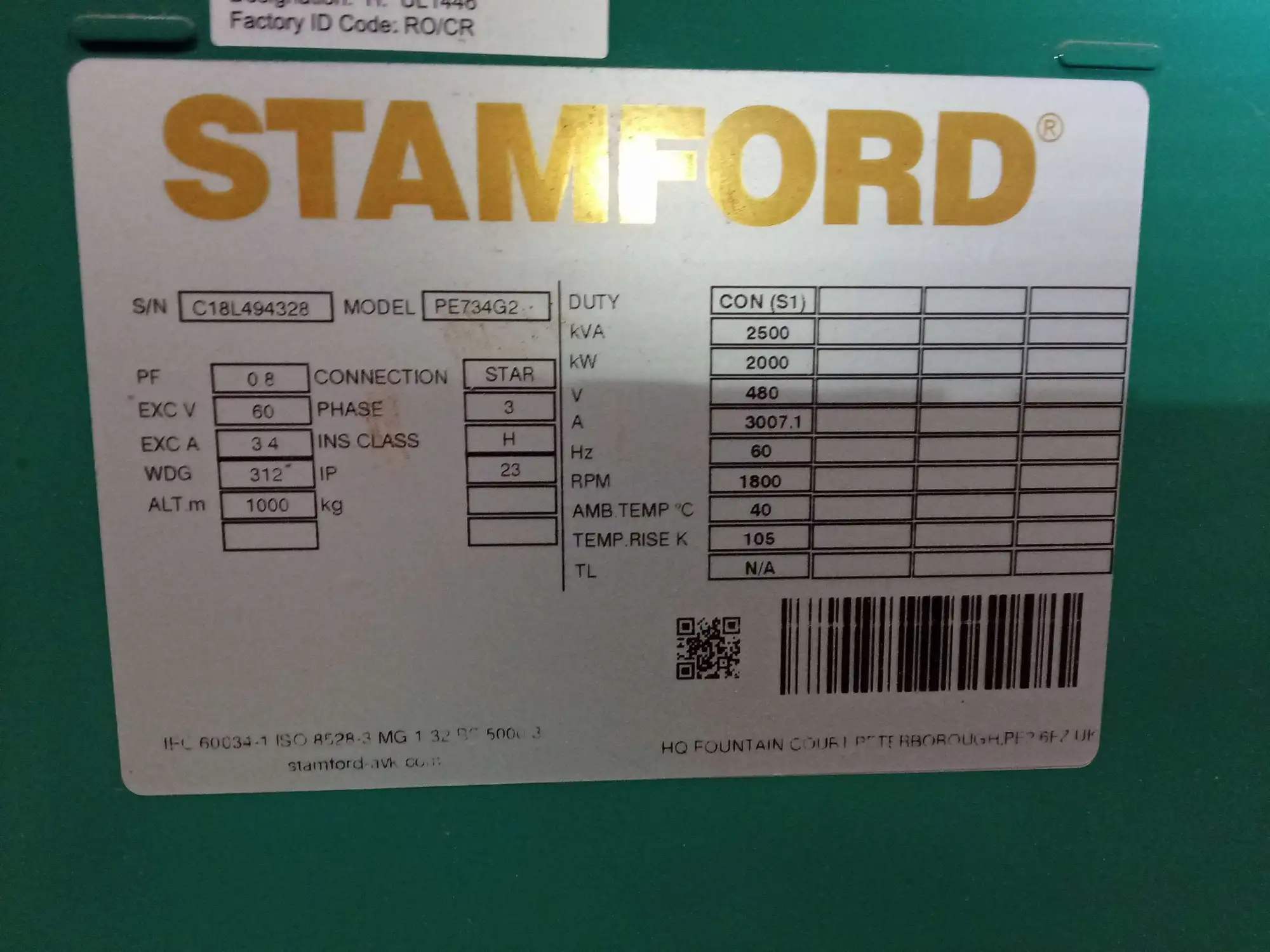 Used STAMFORD _UNKNOWN_ Synchronous Alternators Texas US | Apollo Electric #1514403