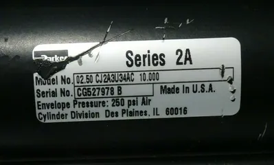 NEW PARKER 02.50 CJ2A3U34AC 10.000 CYLINDER SER.2A 0250CJ2A3U34AC10000