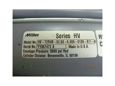 Miller Cylinder HV72-R4B 2.50 Bore 5" Stroke NEW