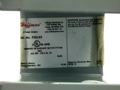 USED HOFFMAN LAY-IN HINGED COVER NIPPLE
