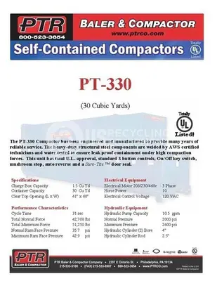 USED PTR TWO (2) PTR 30 YARD SELF CONTAINED