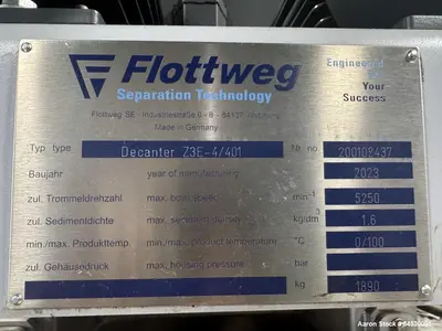 Used FLOTTWEG Z3E-4/401 Decanter Centrifuges Illinois US | Aaron Equipment #1261762