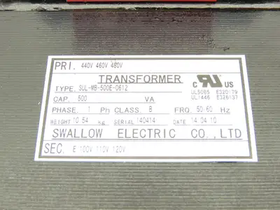 Swallow Step-Down Power Transformer 500VA Pri 440-460-480V Sec 100-110-120V 1Ph